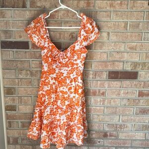 Crystal Doll Orange Floral Mini Dress
